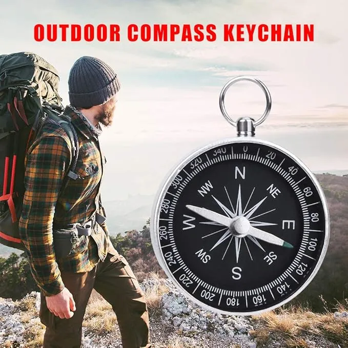 3 Pack Compass Hiking Survival Aluminum Alloy G44 Lightweight Keychain Portable Mini Outdoor Camping Wild Navigation Instrument Pocket Pointing Guide Tool Emergency Travel Kids