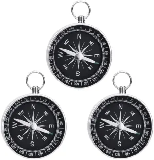 3 Pack Compass Hiking Survival Aluminum Alloy G44 Lightweight Keychain Portable Mini Outdoor Camping Wild Navigation Instrument Pocket Pointing Guide Tool Emergency Travel Kids