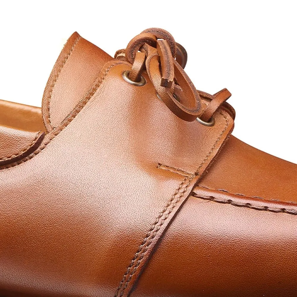 6CM / 2.36 Inches CMR CHAMARIPA Handcrafted Tan Calf Leather Men's Loafer Shoes