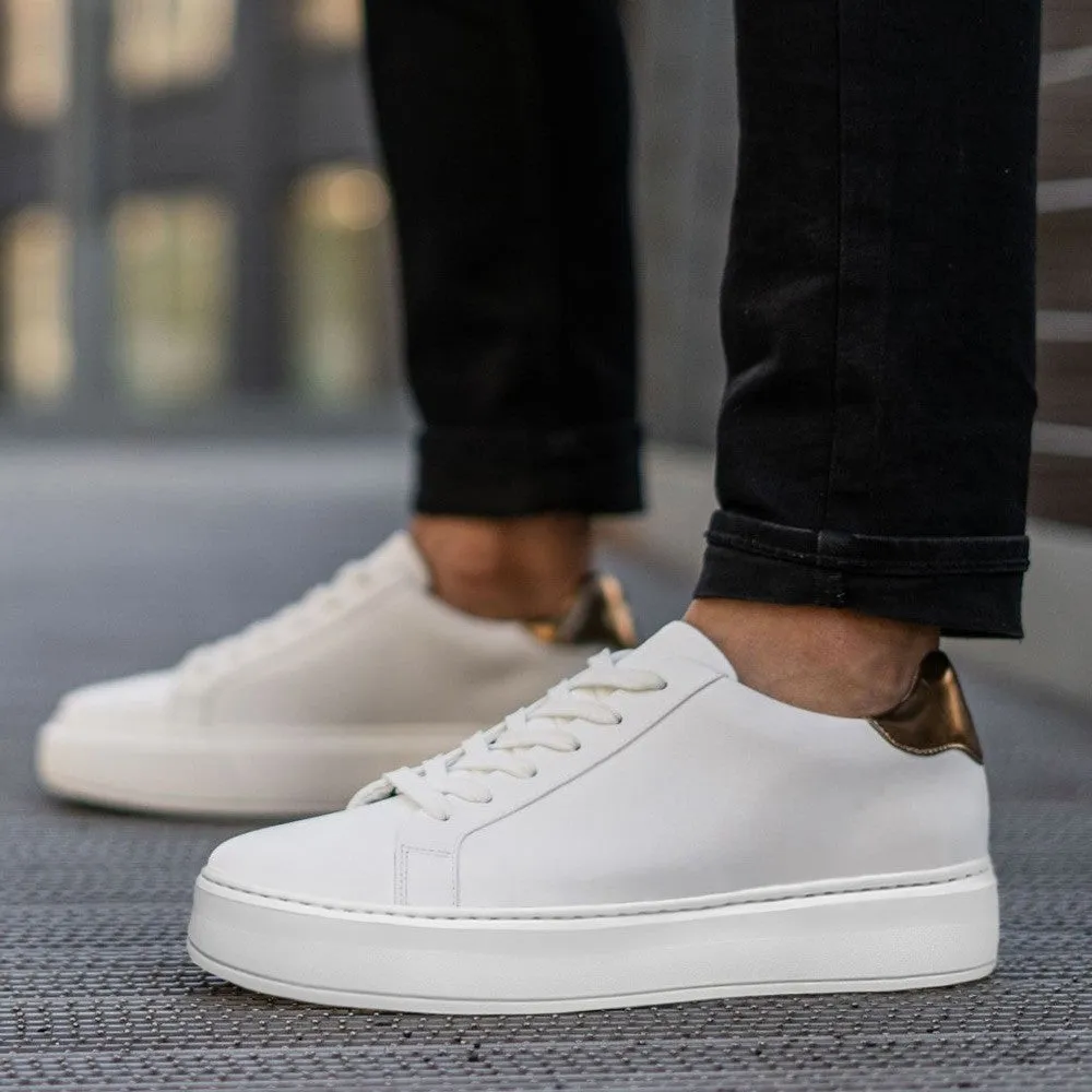 7 CM / 2.76 Inches CMR CHAMARIPA Handcrafted Men's Elevator Shoes - White Leather Casual Shoes