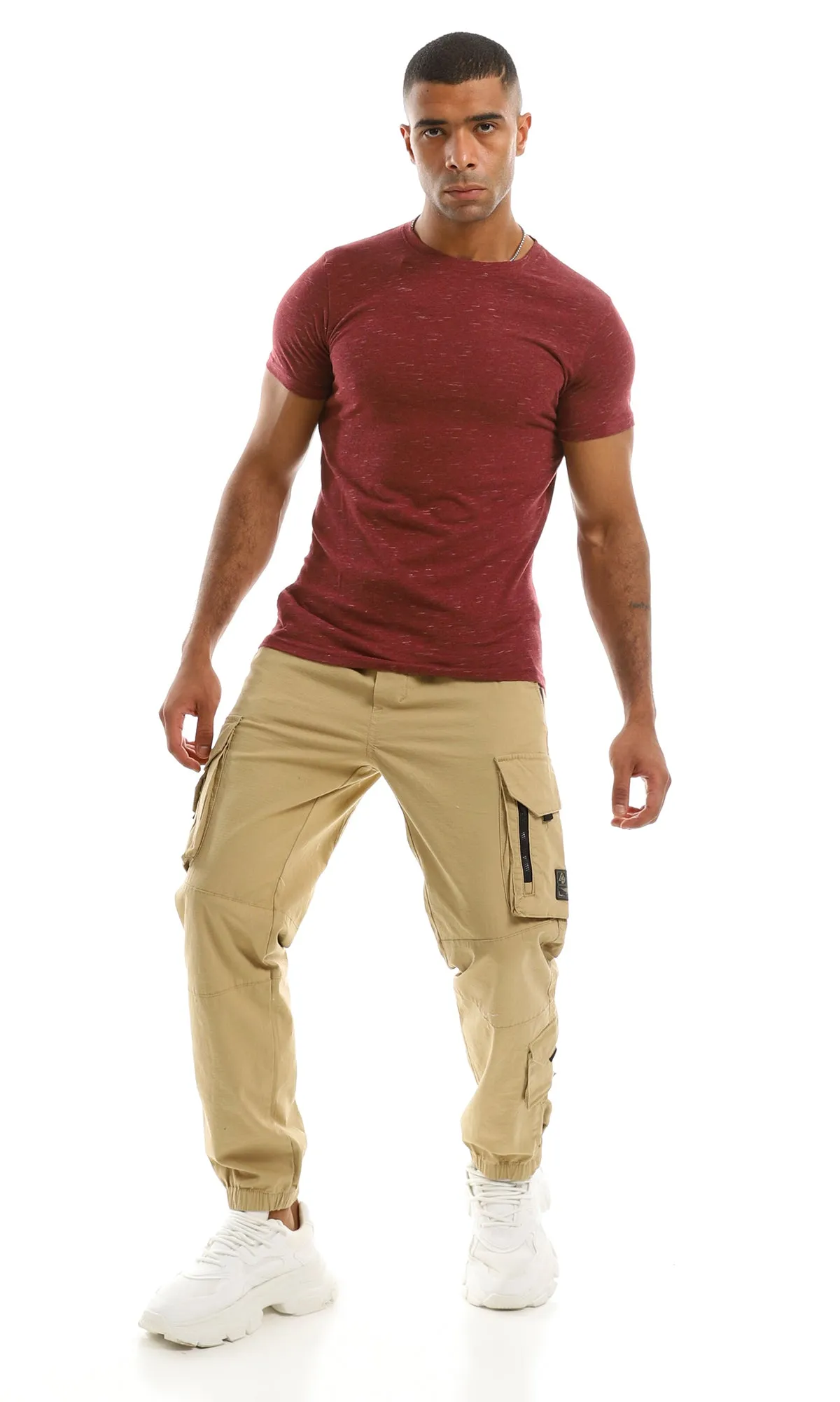 97929 Heather Dark Red Slip On Summer Tee