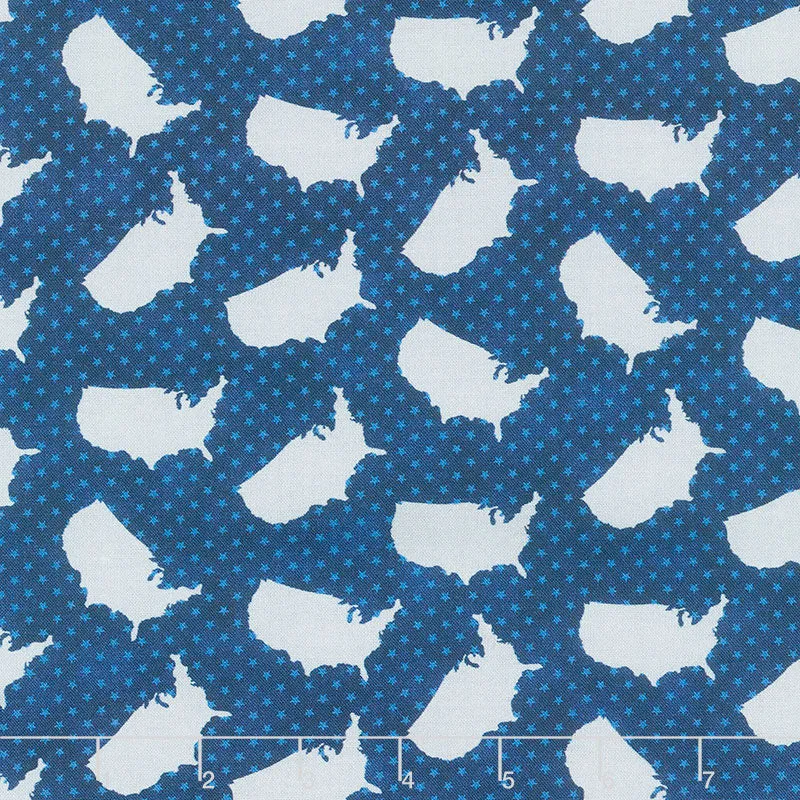 American Road Trip - Stars & States Blue Yardage