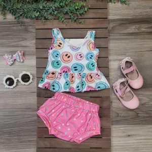 Baby Girl Smiley Tunic Top & Bummies Set