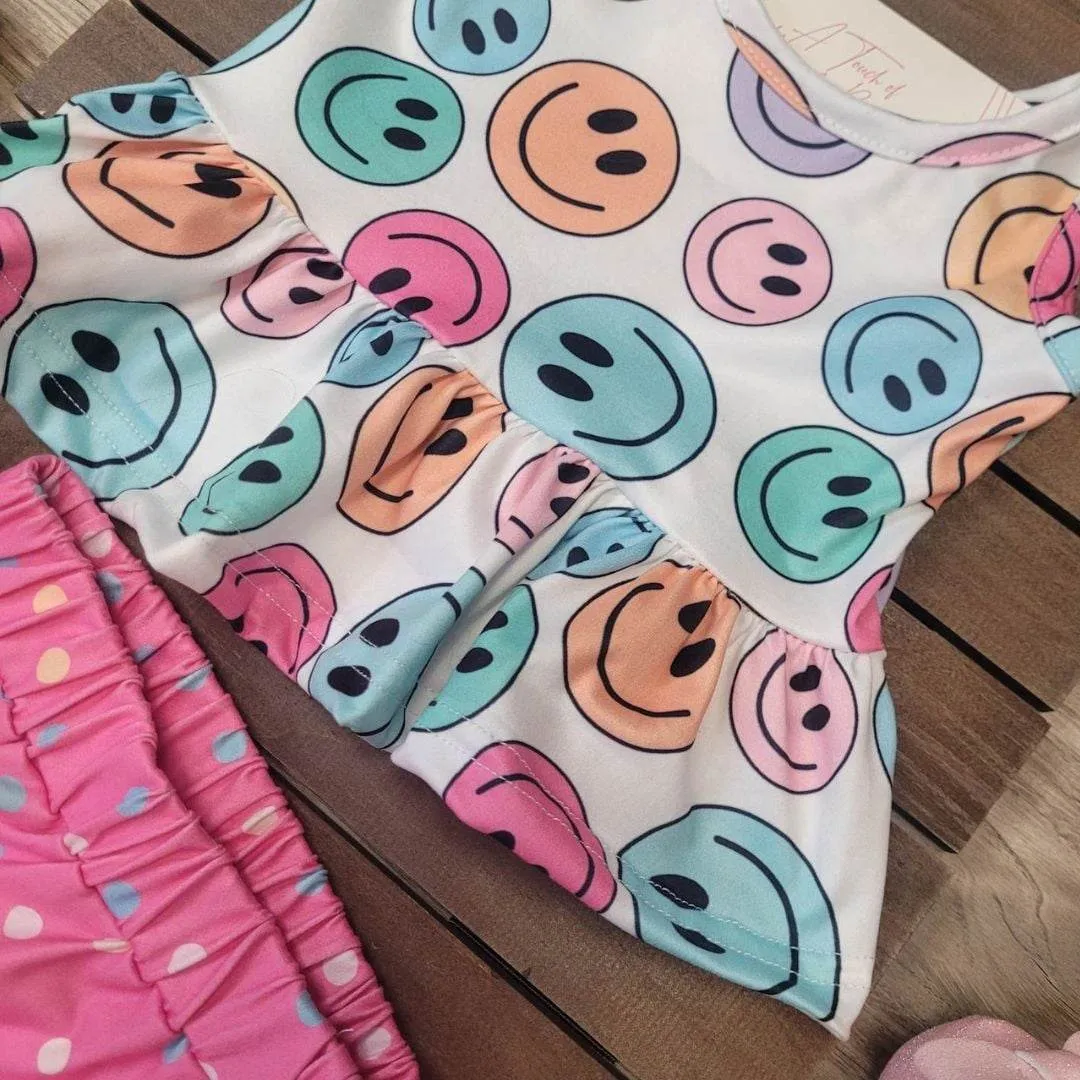 Baby Girl Smiley Tunic Top & Bummies Set