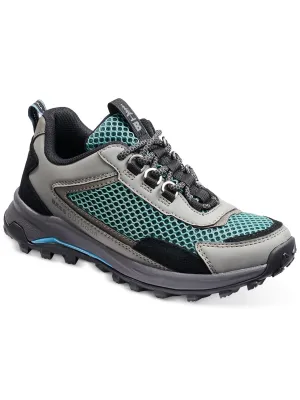 BASS OUTDOOR Womens Teal Mixed Media Breathable Lightweight Dual Pull-Tabs Hiker Removable Insole Cushioned Trek Round Toe Lace-Up Shootie M