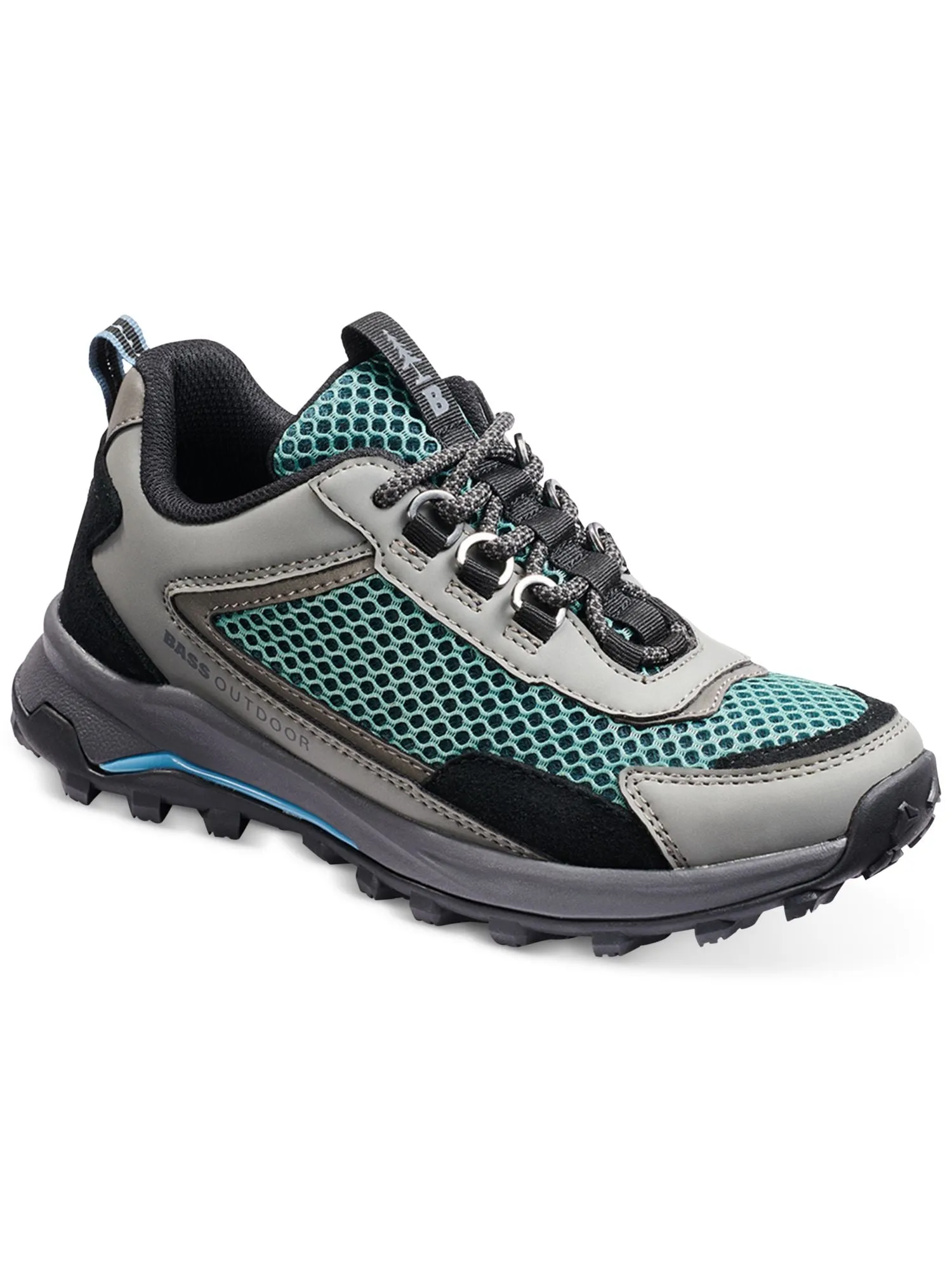 BASS OUTDOOR Womens Teal Mixed Media Breathable Lightweight Dual Pull-Tabs Hiker Removable Insole Cushioned Trek Round Toe Lace-Up Shootie M