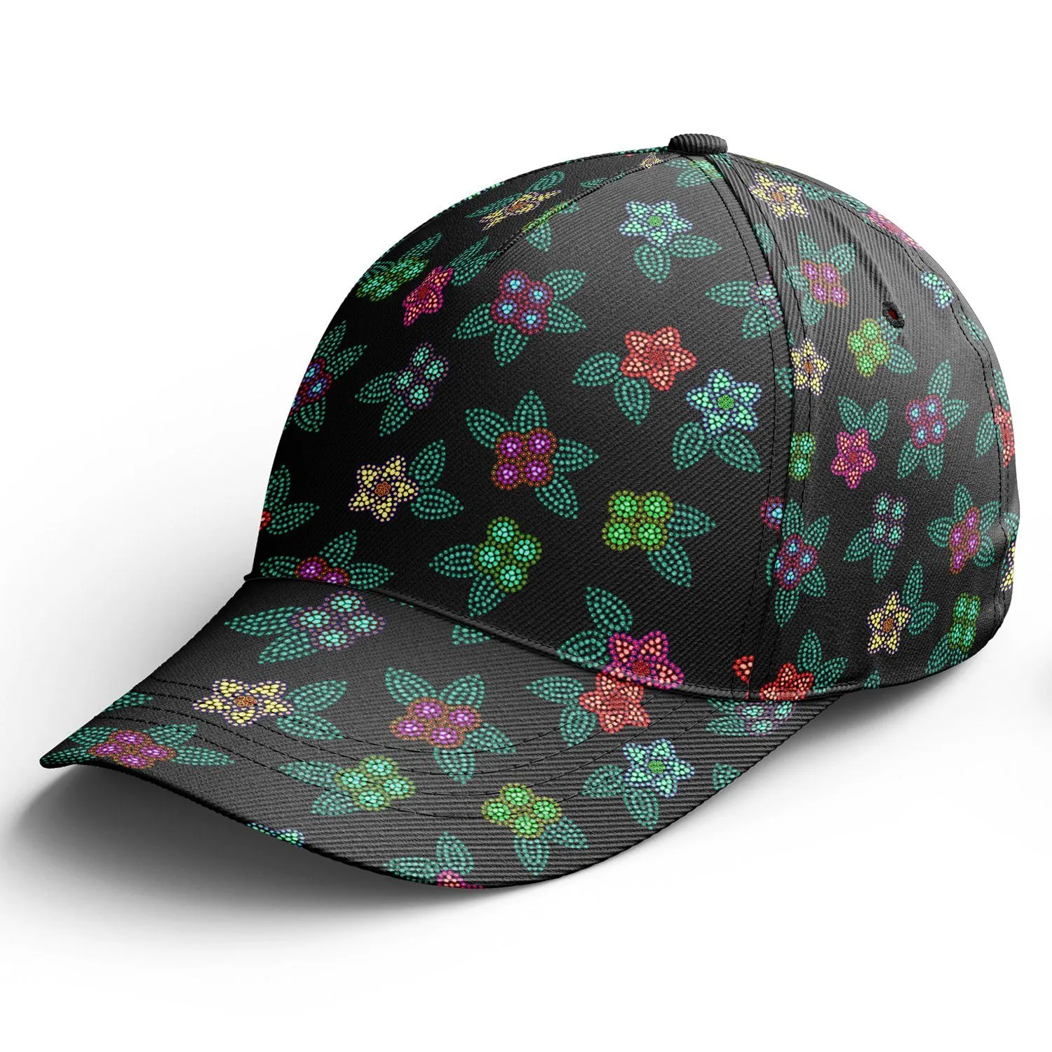 Berry Flowers Black Snapback Hat