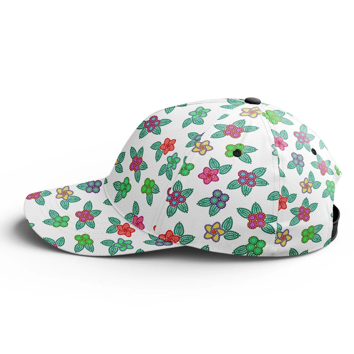 Berry Flowers White Snapback Hat