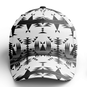 Between the Mountains White and Black Snapback Hat