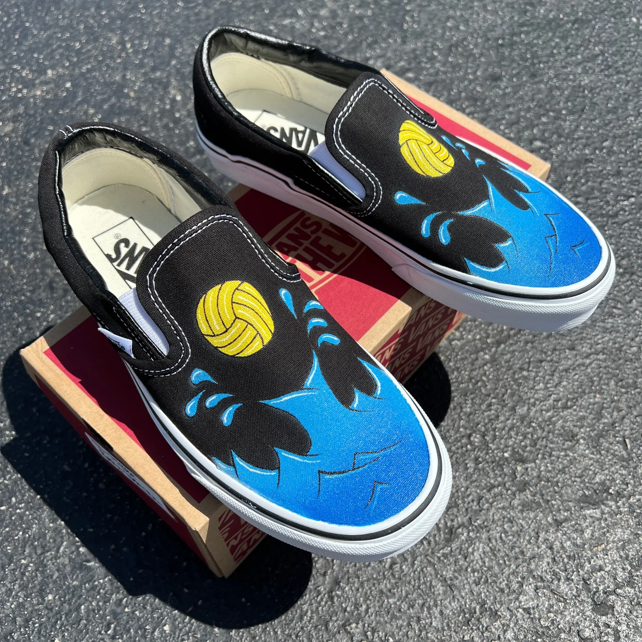 Black Waterpolo Custom Vans - Custom Vans Shoes