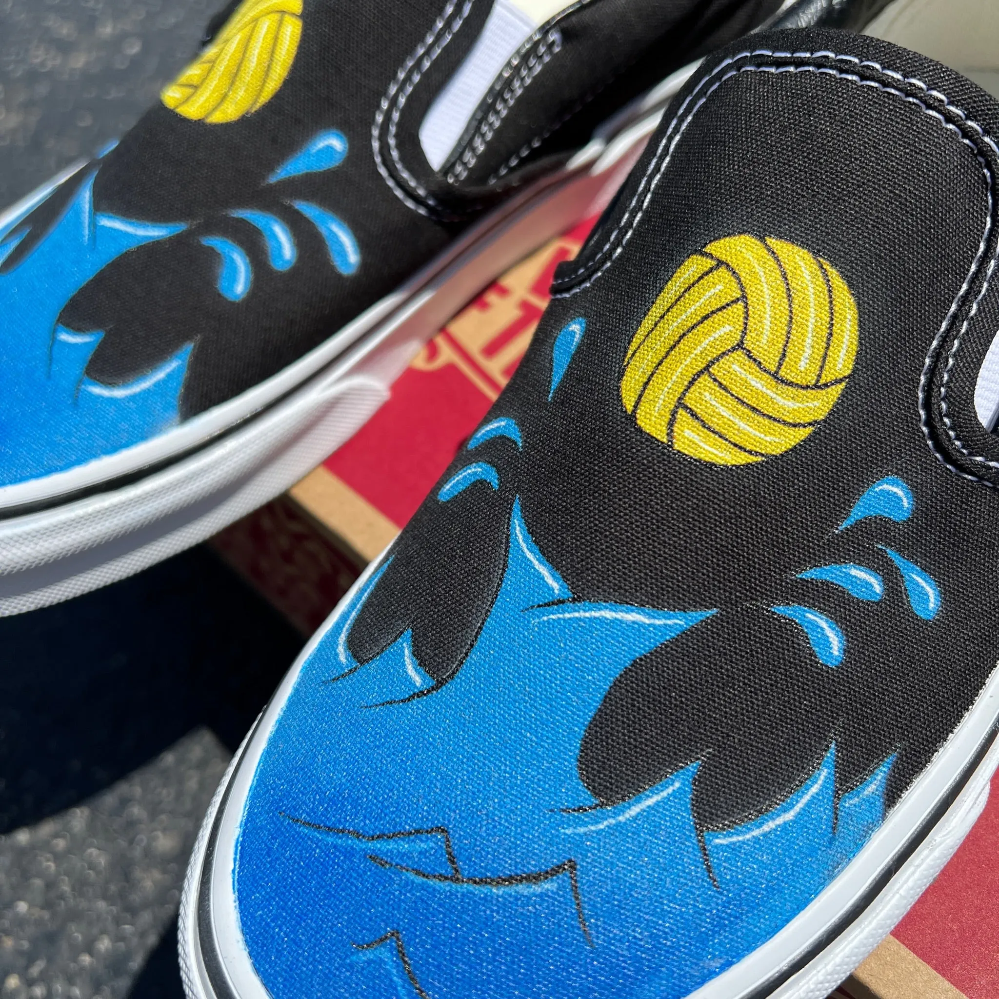 Black Waterpolo Custom Vans - Custom Vans Shoes