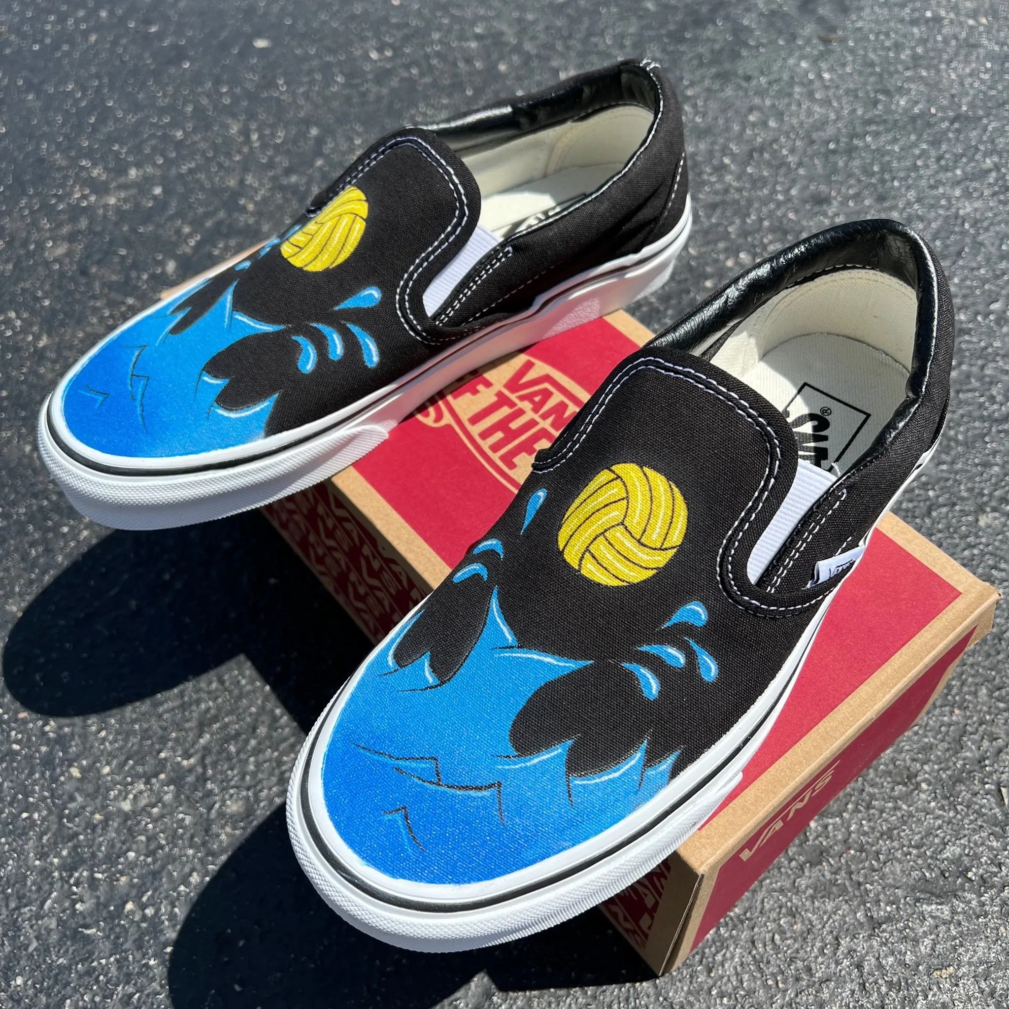 Black Waterpolo Custom Vans - Custom Vans Shoes