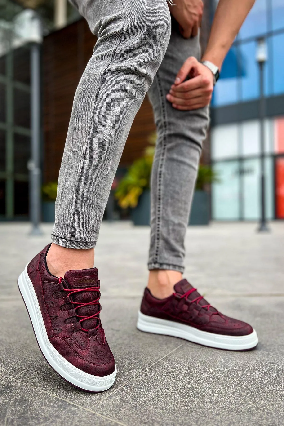 CH040 Men's Unisex Orthopedics Burgundy-White Sole Casual Sneaker Sports Shoes