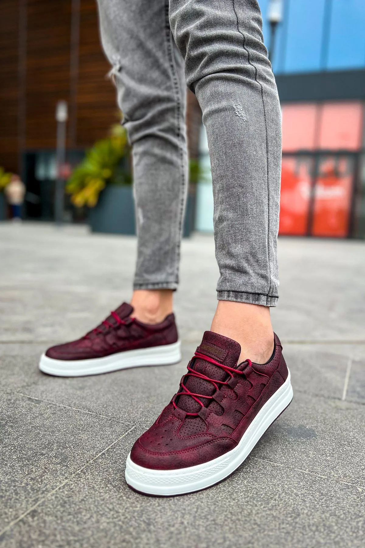 CH040 Men's Unisex Orthopedics Burgundy-White Sole Casual Sneaker Sports Shoes