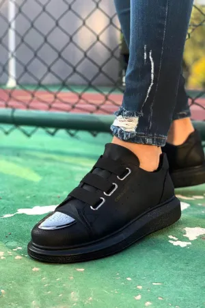 CH251 Men's Unisex Full Black-New Trend Shiny Accessory Casual Sneaker Sports Shoes