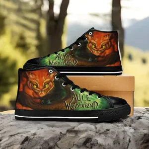 Cheshire Cat Alice in Wonderland Shoes High Top Sneakers for Kids and Adults