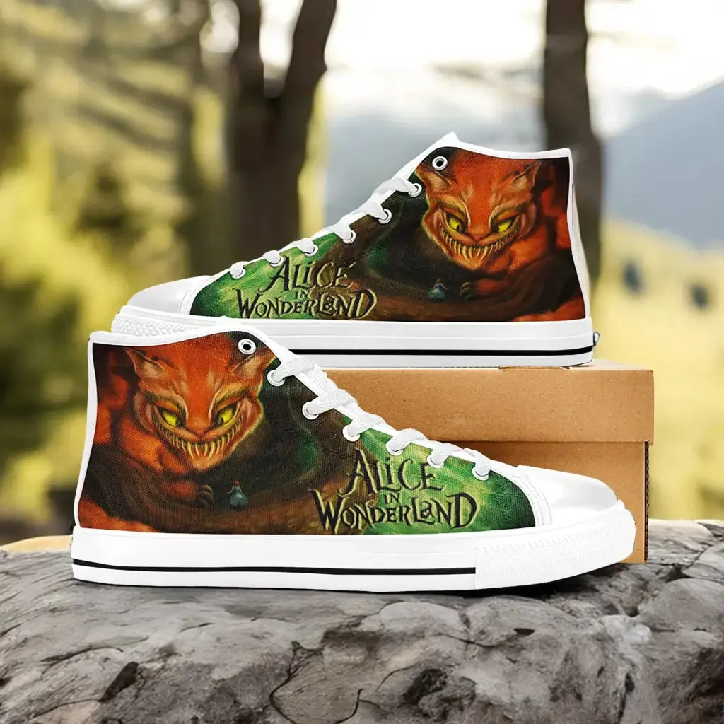 Cheshire Cat Alice in Wonderland Shoes High Top Sneakers for Kids and Adults
