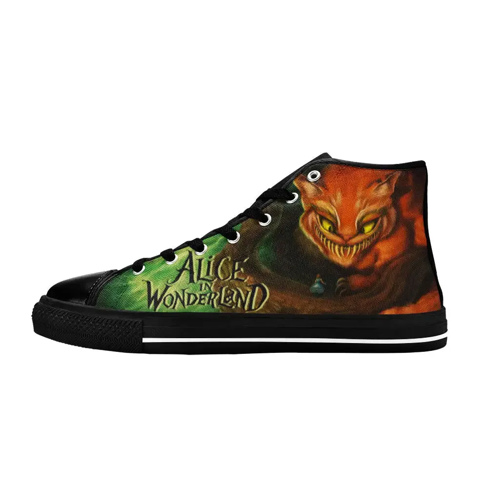 Cheshire Cat Alice in Wonderland Shoes High Top Sneakers for Kids and Adults