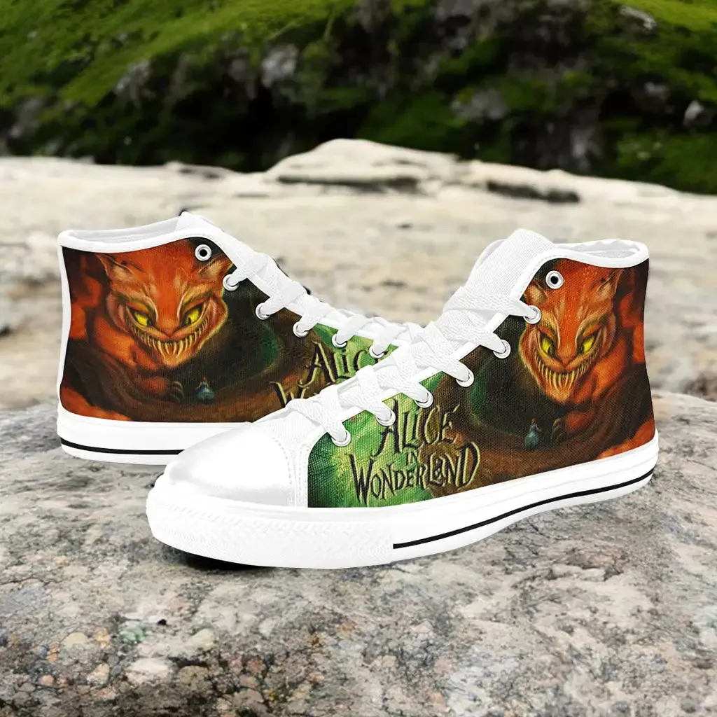 Cheshire Cat Alice in Wonderland Shoes High Top Sneakers for Kids and Adults