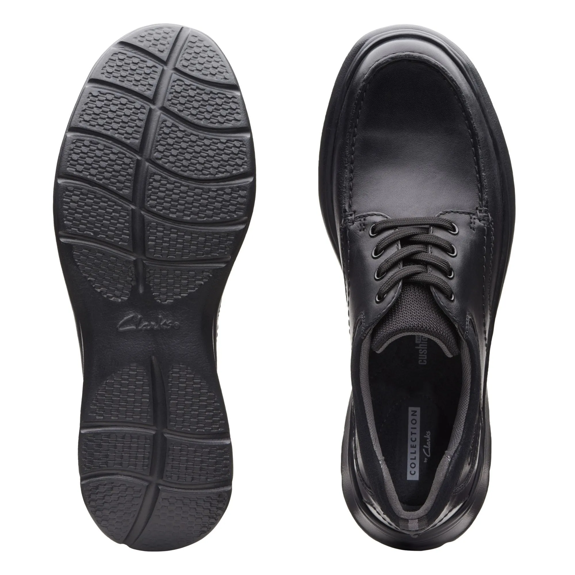 Clarks Men's Cotrell Edge Lace Up Shoes- Black Smooth