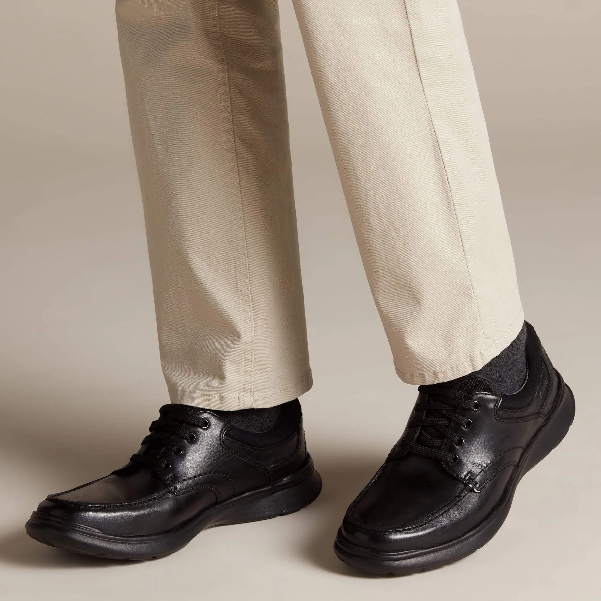 Clarks Men's Cotrell Edge Lace Up Shoes- Black Smooth