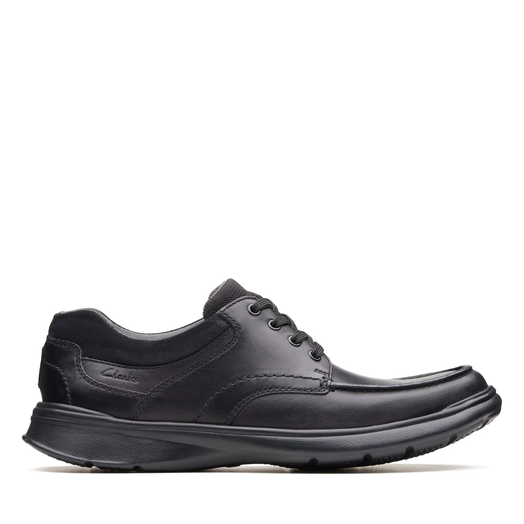 Clarks Men's Cotrell Edge Lace Up Shoes- Black Smooth
