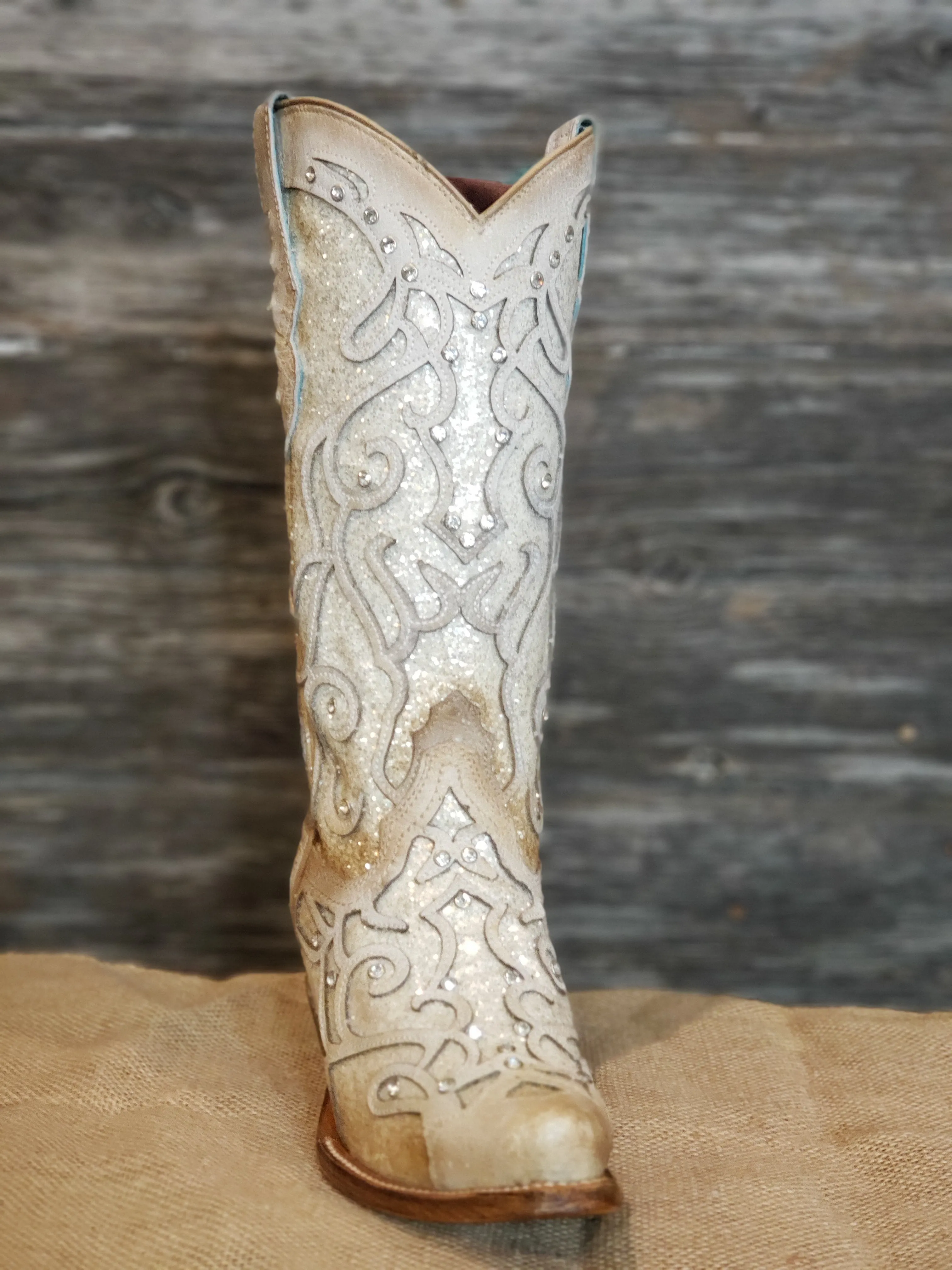Corral White Glitter Inlay and Crystals C3434