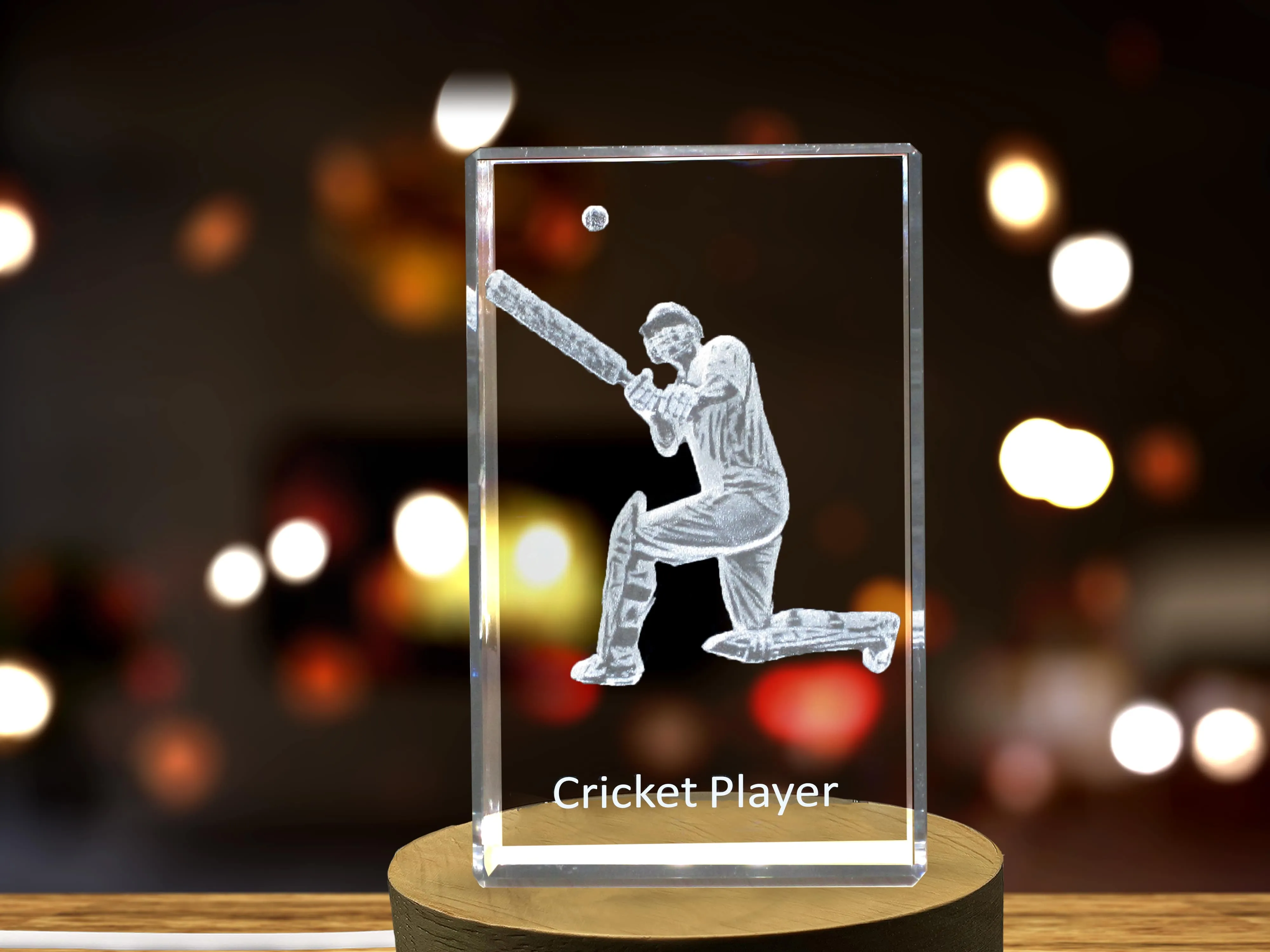 Cricket Player 3D Engraved Crystal 3D Engraved Crystal Keepsake/Gift/Decor/Collectible/Souvenir