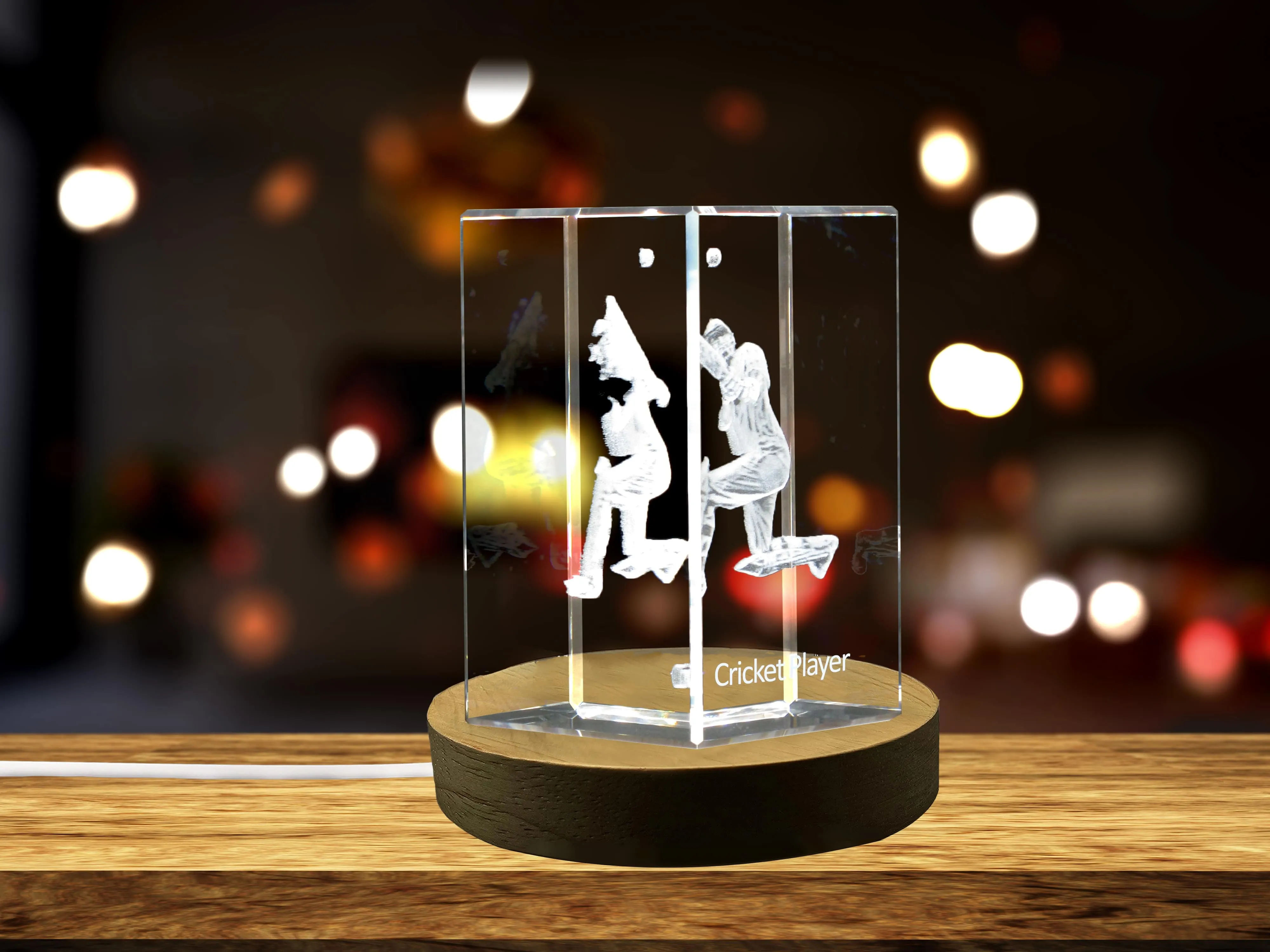 Cricket Player 3D Engraved Crystal 3D Engraved Crystal Keepsake/Gift/Decor/Collectible/Souvenir
