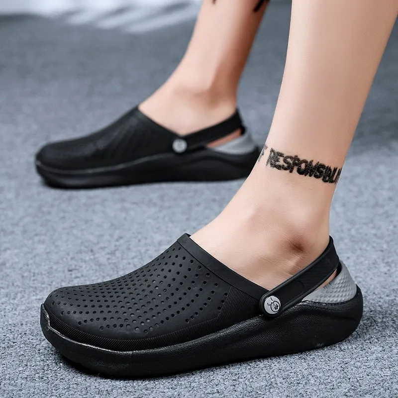 Crocks Summer Hole Crok Rubber ClogsEVA  Black Crocse Beach Flat Sandals Slippers