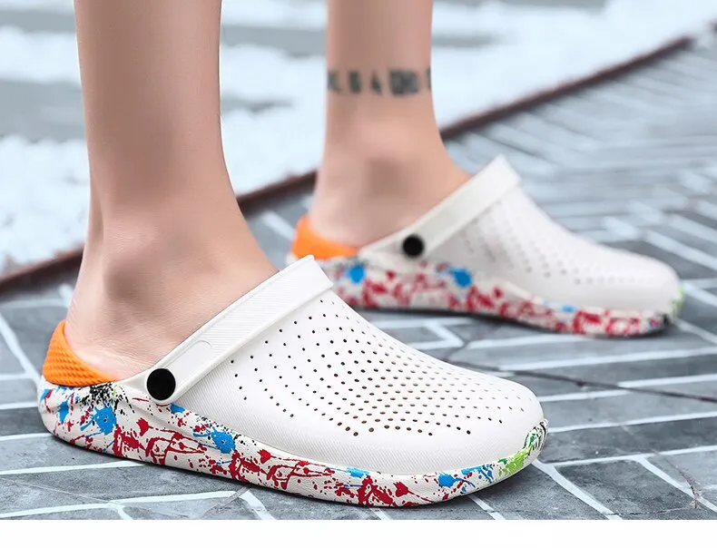 Crocks Summer Hole Crok Rubber ClogsEVA  Black Crocse Beach Flat Sandals Slippers