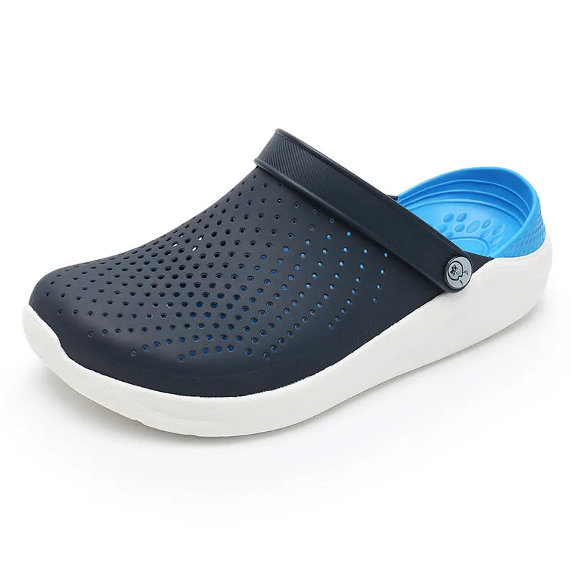 Crocks Summer Hole Crok Rubber ClogsEVA  Black Crocse Beach Flat Sandals Slippers
