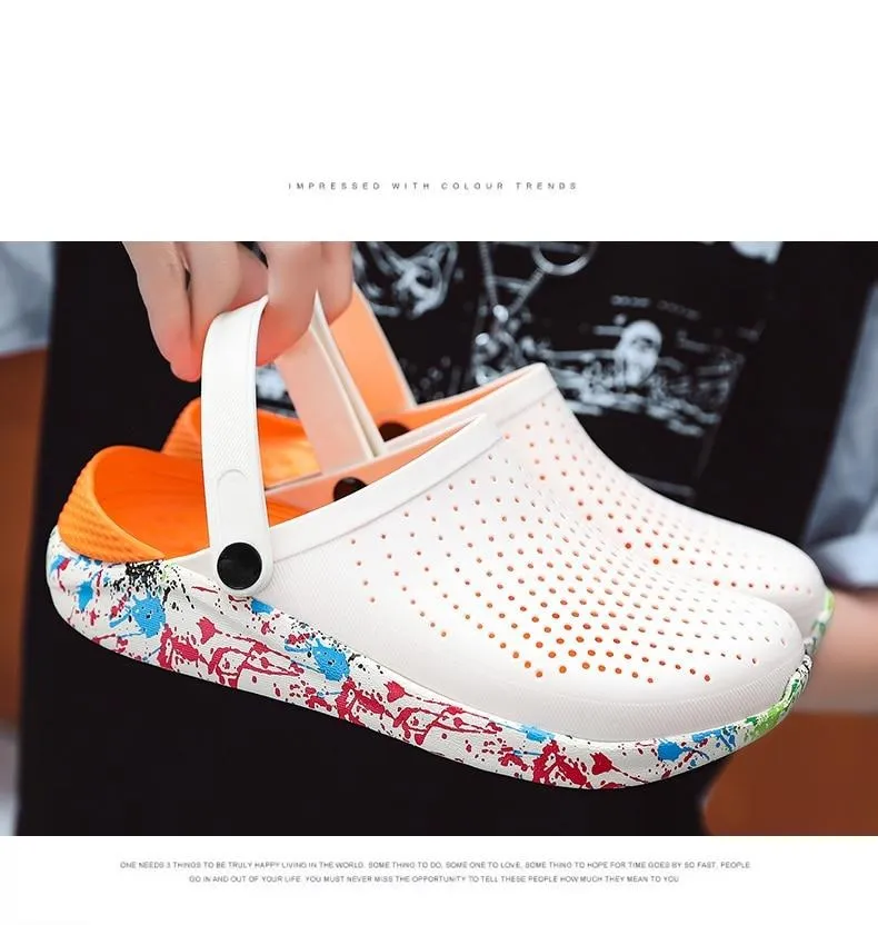 Crocks Summer Hole Crok Rubber ClogsEVA  Black Crocse Beach Flat Sandals Slippers