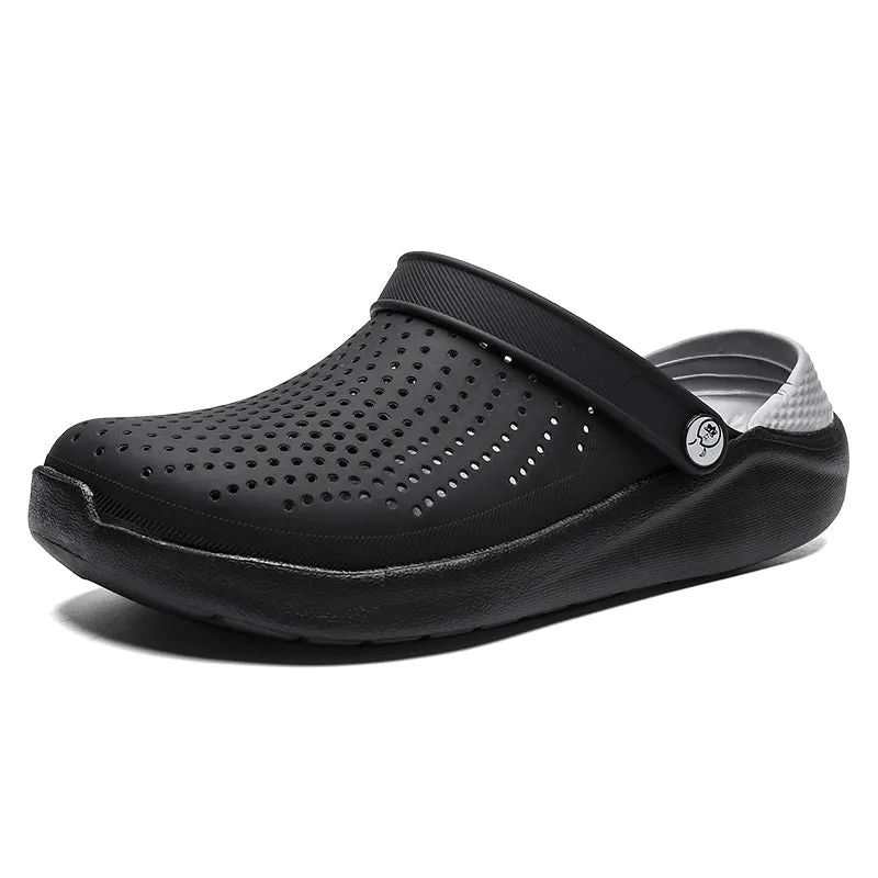 Crocks Summer Hole Crok Rubber ClogsEVA  Black Crocse Beach Flat Sandals Slippers