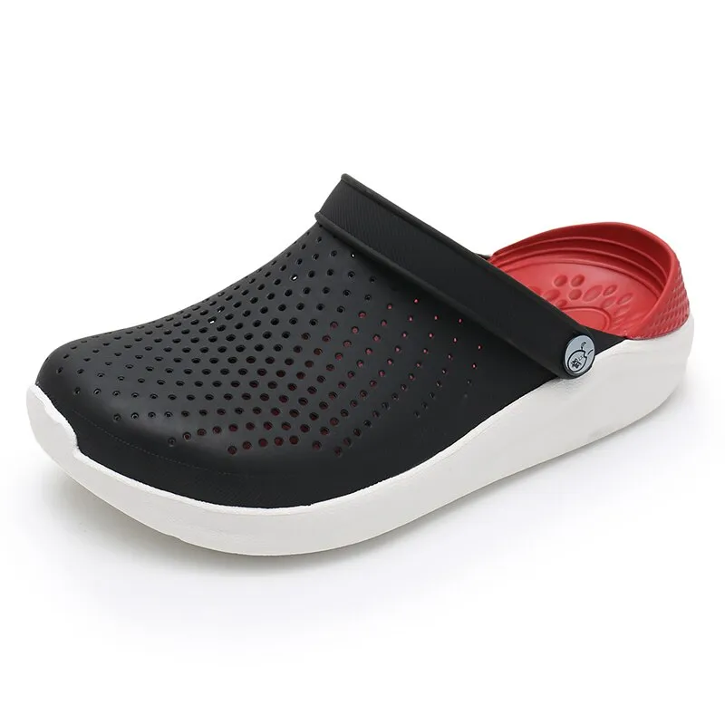 Crocks Summer Hole Crok Rubber ClogsEVA  Black Crocse Beach Flat Sandals Slippers