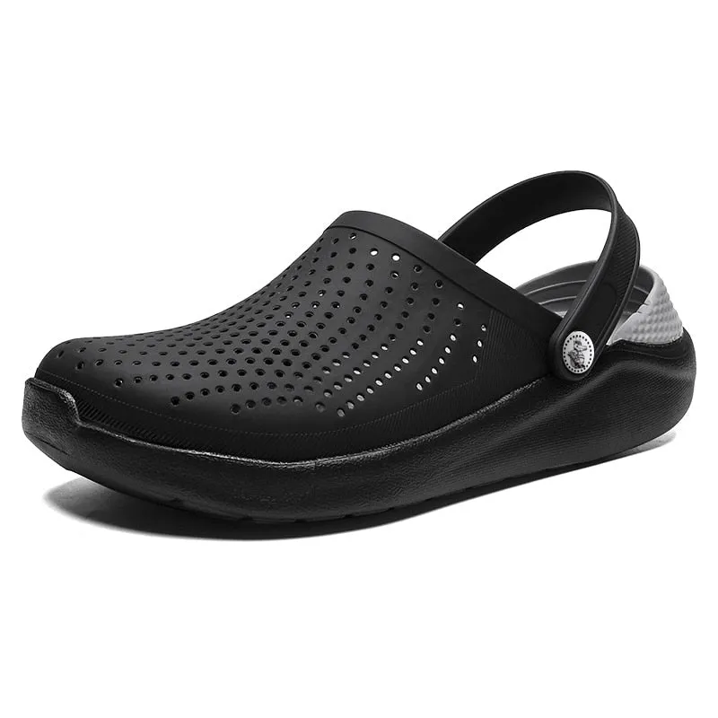 Crocks Summer Hole Crok Rubber ClogsEVA  Black Crocse Beach Flat Sandals Slippers