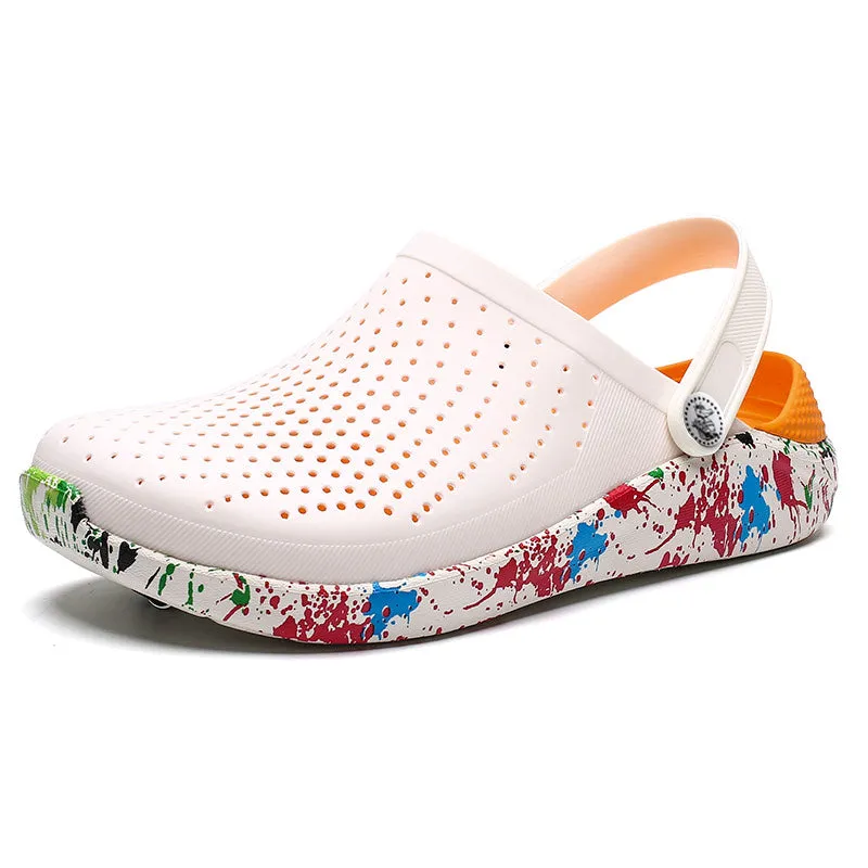 Crocks Summer Hole Crok Rubber ClogsEVA  Black Crocse Beach Flat Sandals Slippers