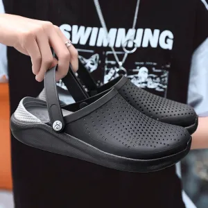 Crocks Summer Hole Crok Rubber ClogsEVA  Black Crocse Beach Flat Sandals Slippers
