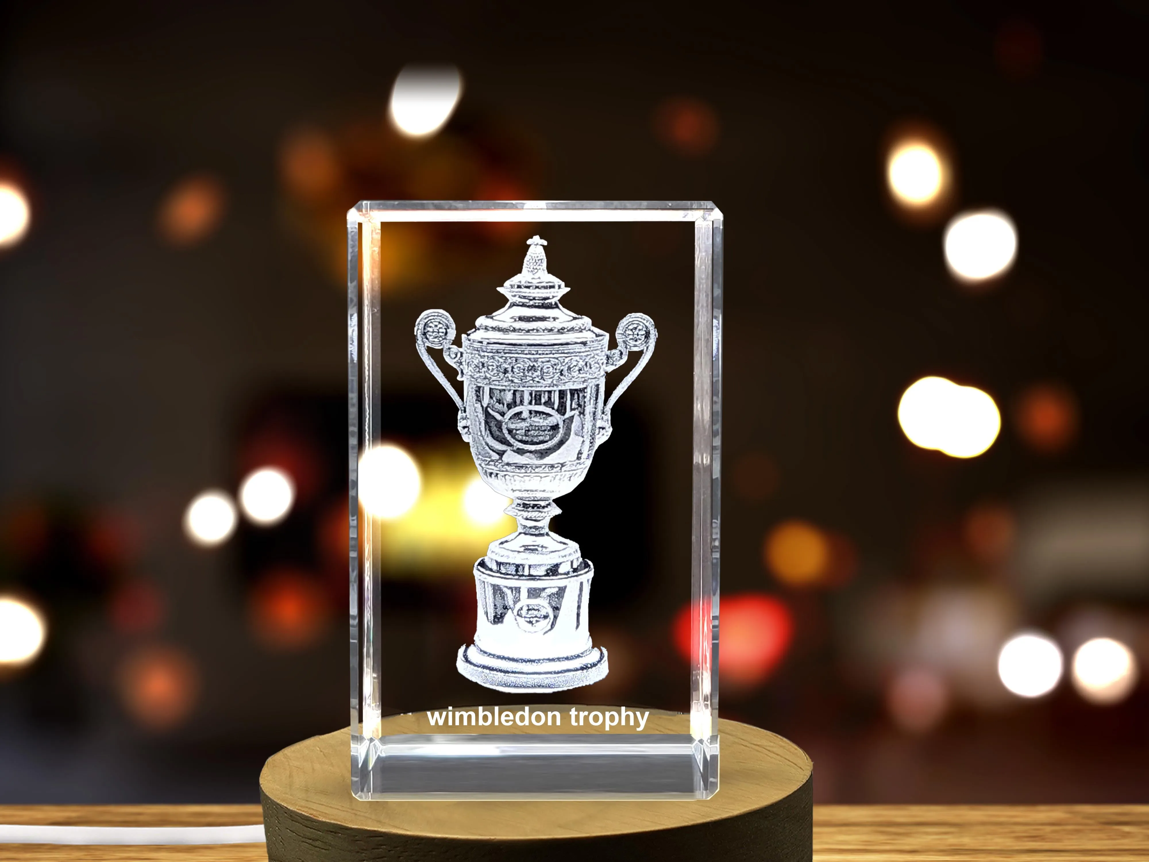 Exquisite Crystal Wimbledon Trophy Replica with Intricate 3D Laser Engraving