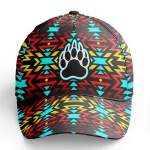 Fire Colors and Turquoise Bearpaw Snapback Hat