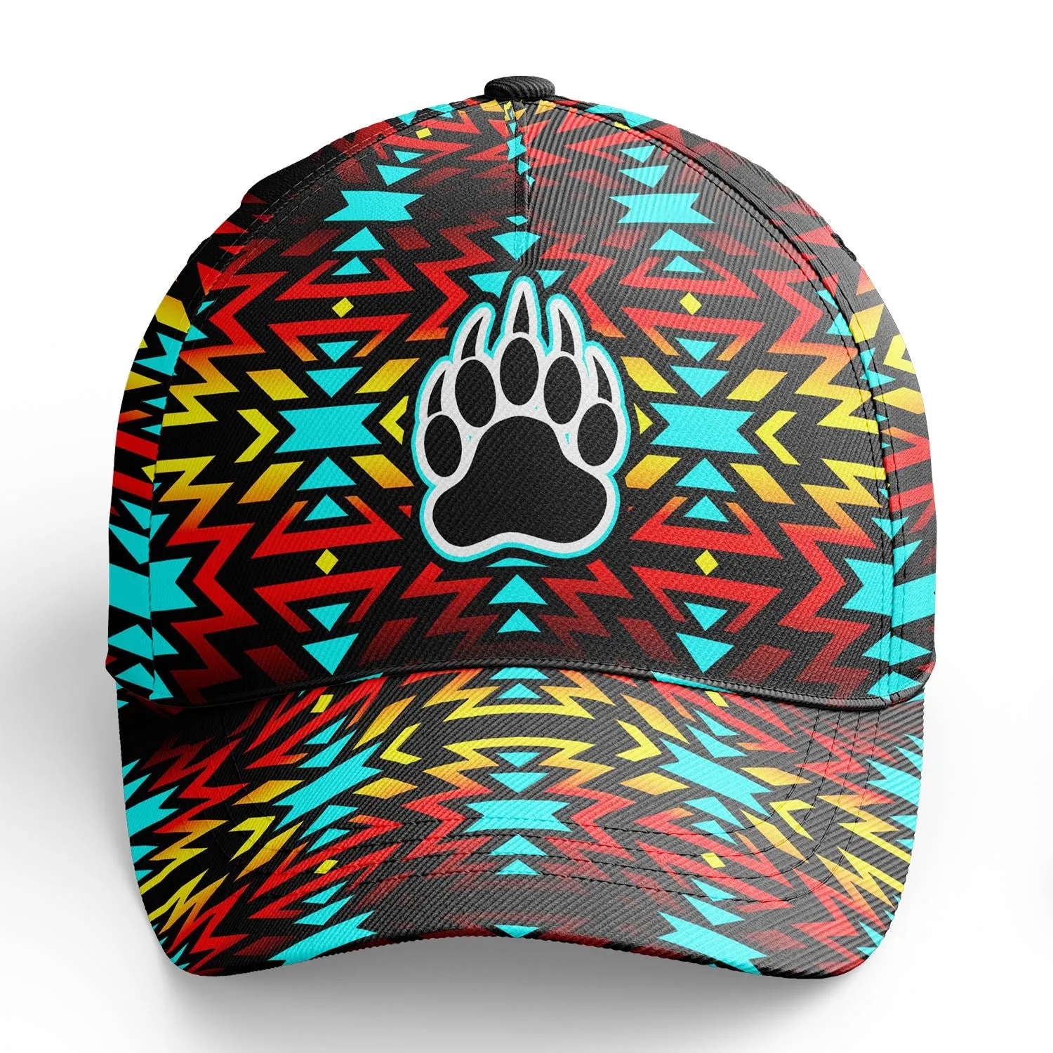 Fire Colors and Turquoise Bearpaw Snapback Hat
