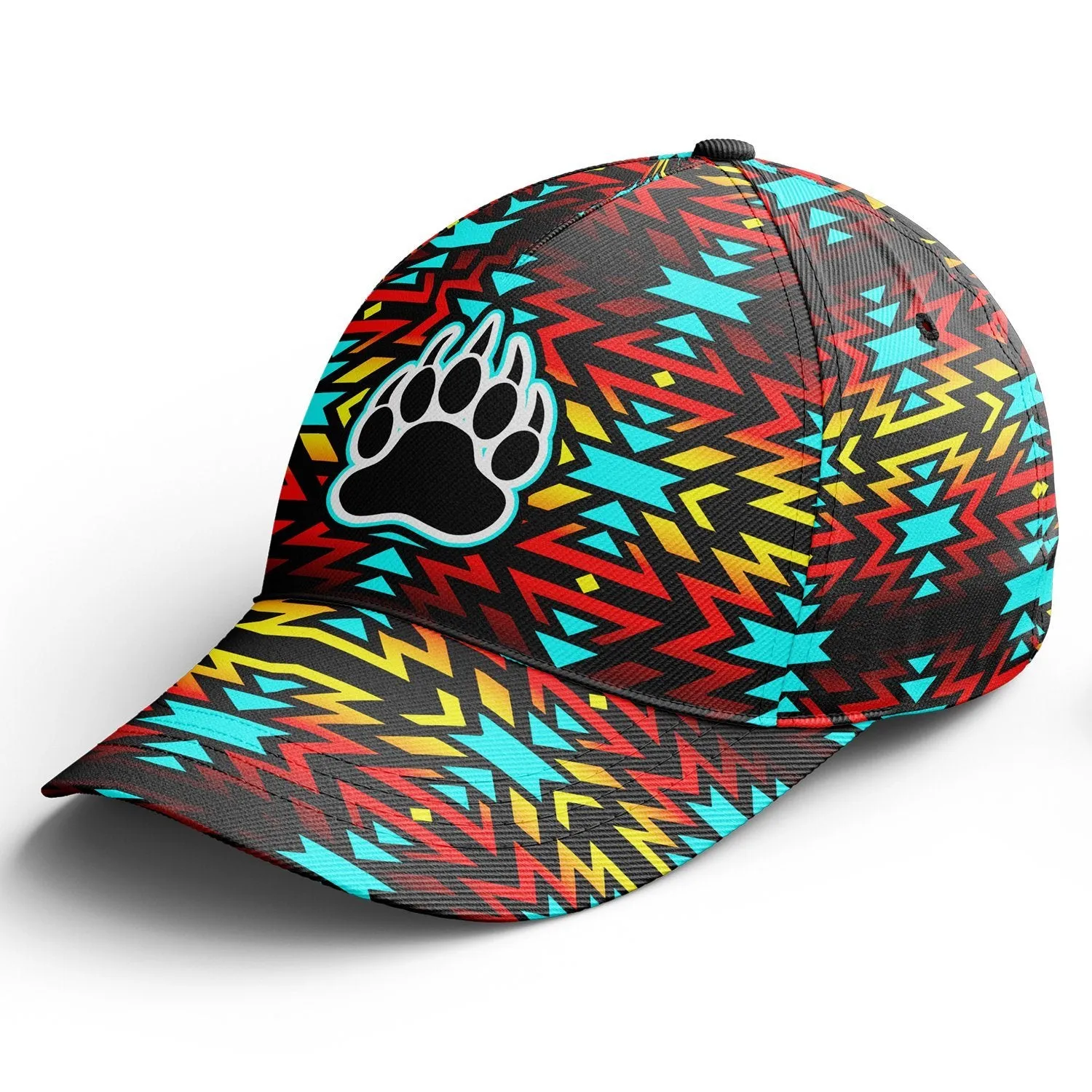 Fire Colors and Turquoise Bearpaw Snapback Hat