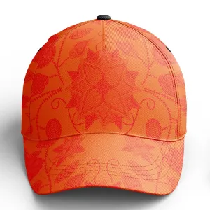 Floral Beadwork Real Orange Snapback Hat