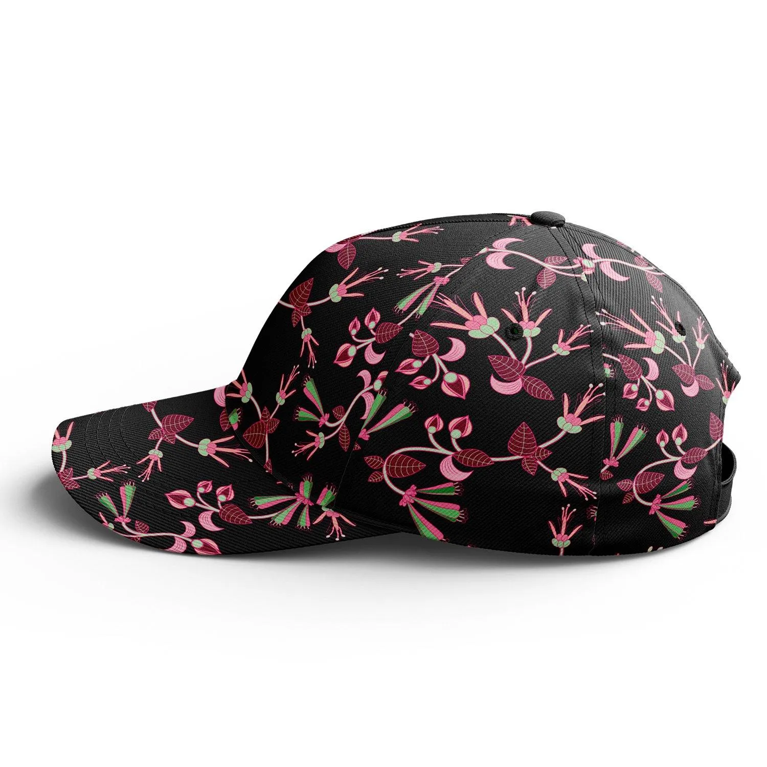 Floral Green Black Snapback Hat