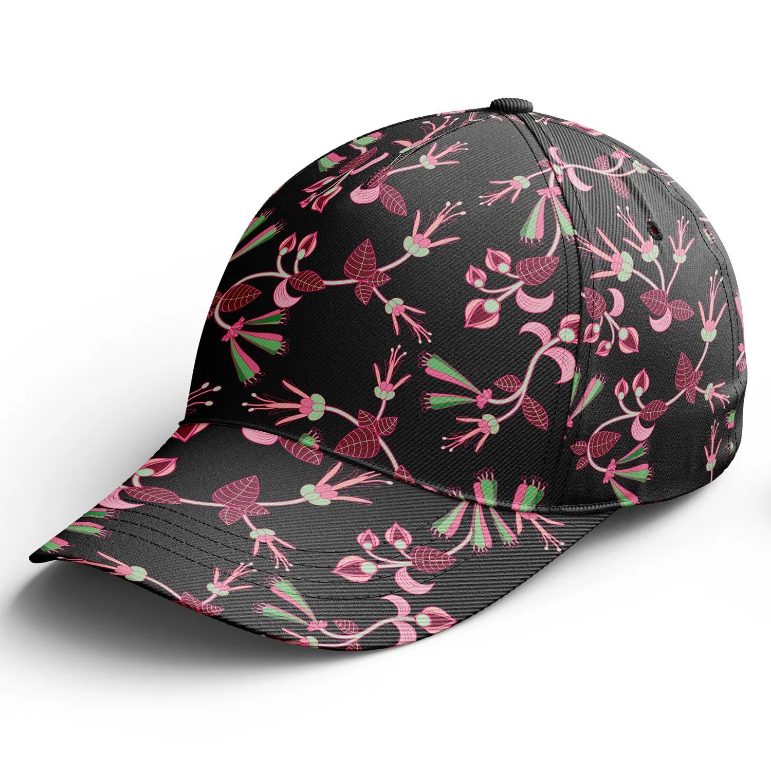 Floral Green Black Snapback Hat