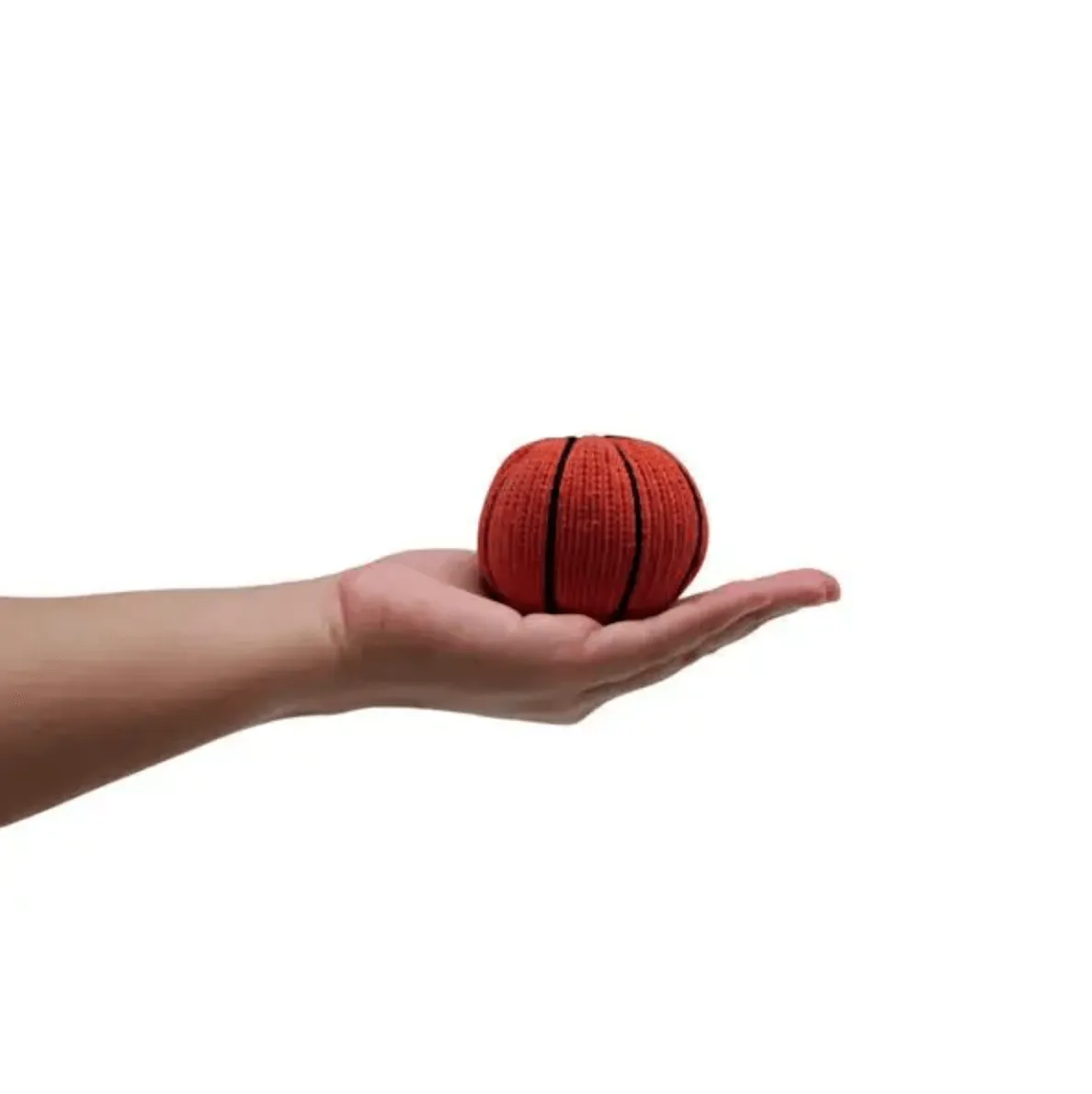 Handmade Organic Cotton Basketball Rattle · Knitted · Vibrant Orange Color