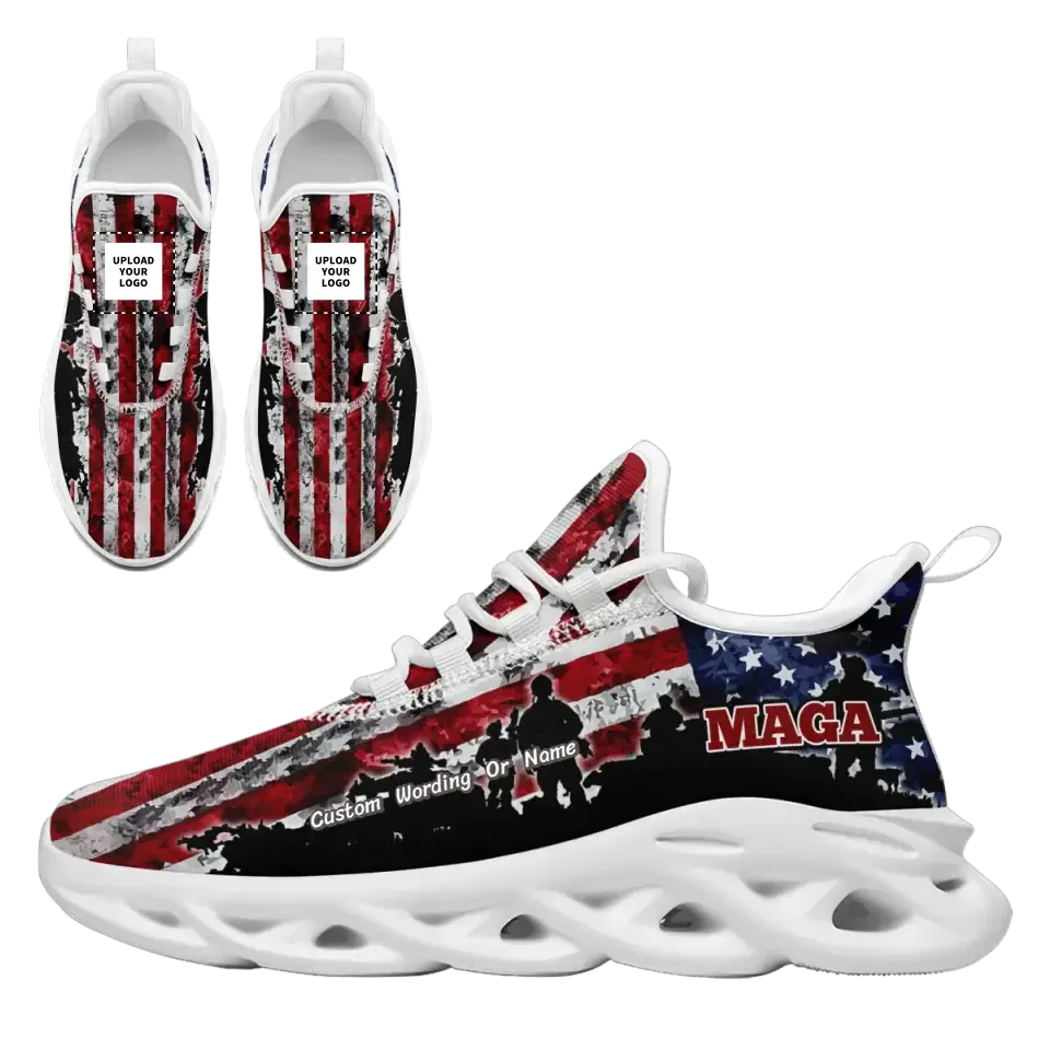 Luxury Gifts,Personalized America Flag Sneakers, Custom MAGA Patriotic Shoes, Comfortable Running Shoes