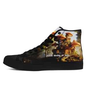 Luxury Gifts,Personalized High Top Sneakers, Custom Mushroom Design Shoes,FN024-24025039