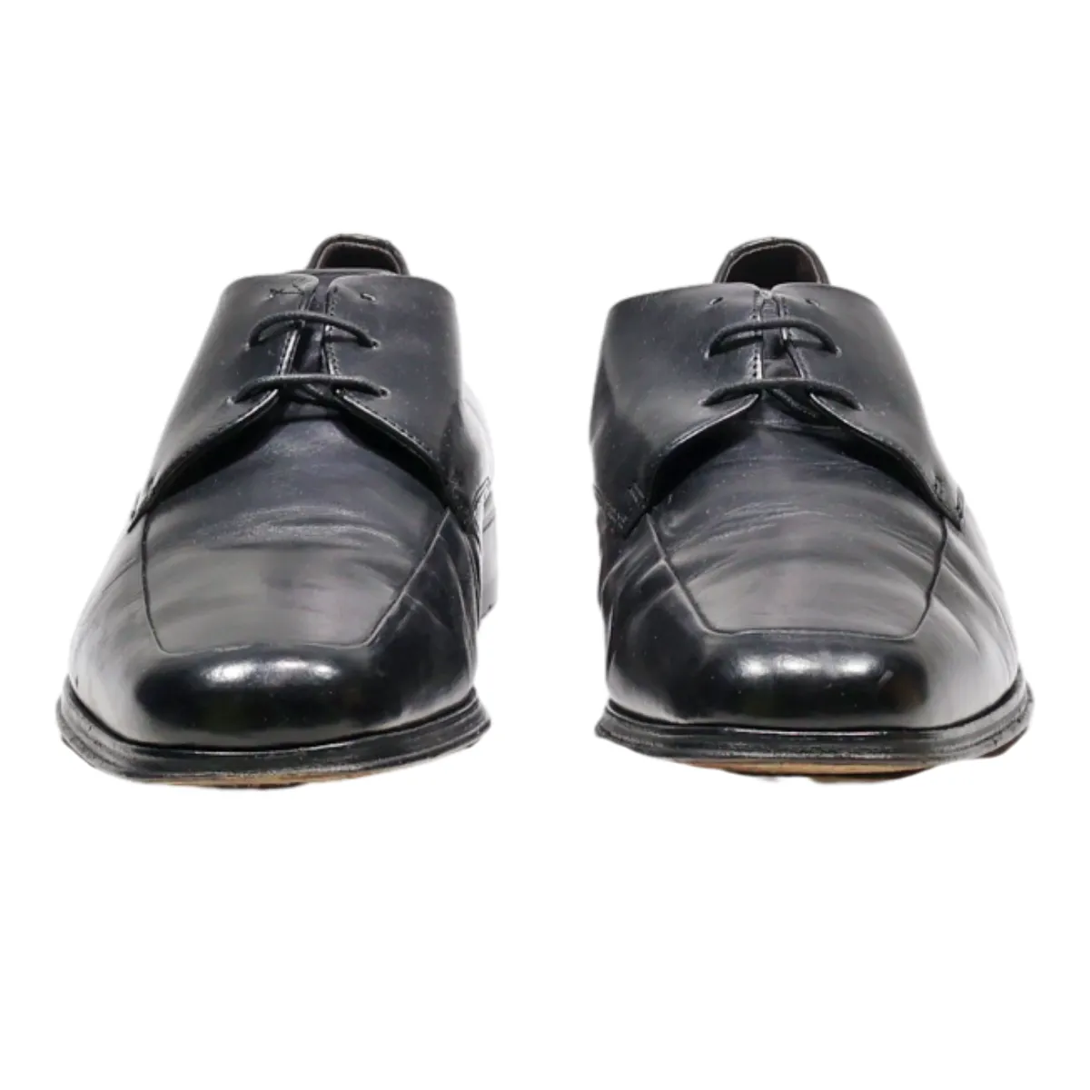 MARKS AND SPENCERS Derby Shoes Black Leather Mens UK 7