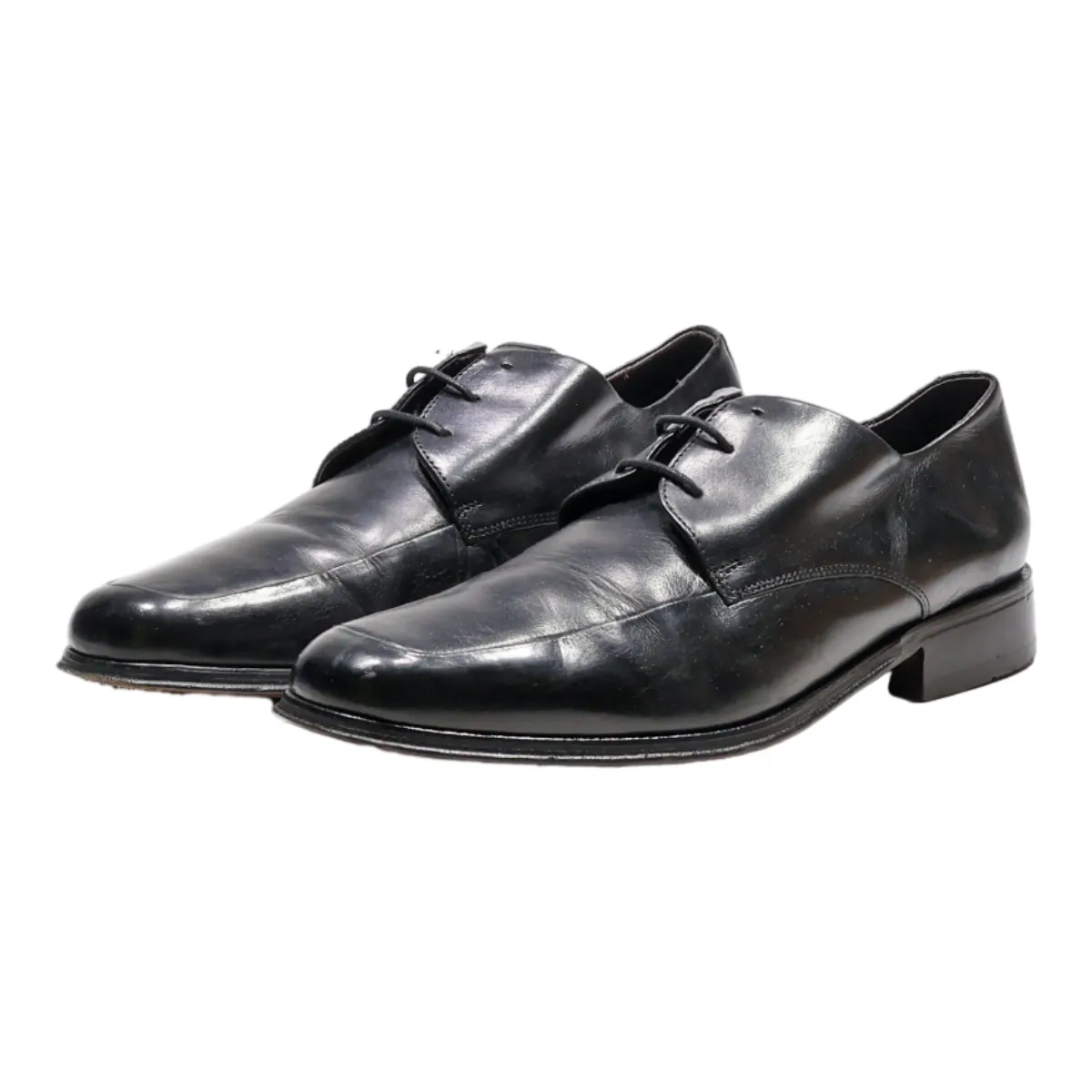 MARKS AND SPENCERS Derby Shoes Black Leather Mens UK 7